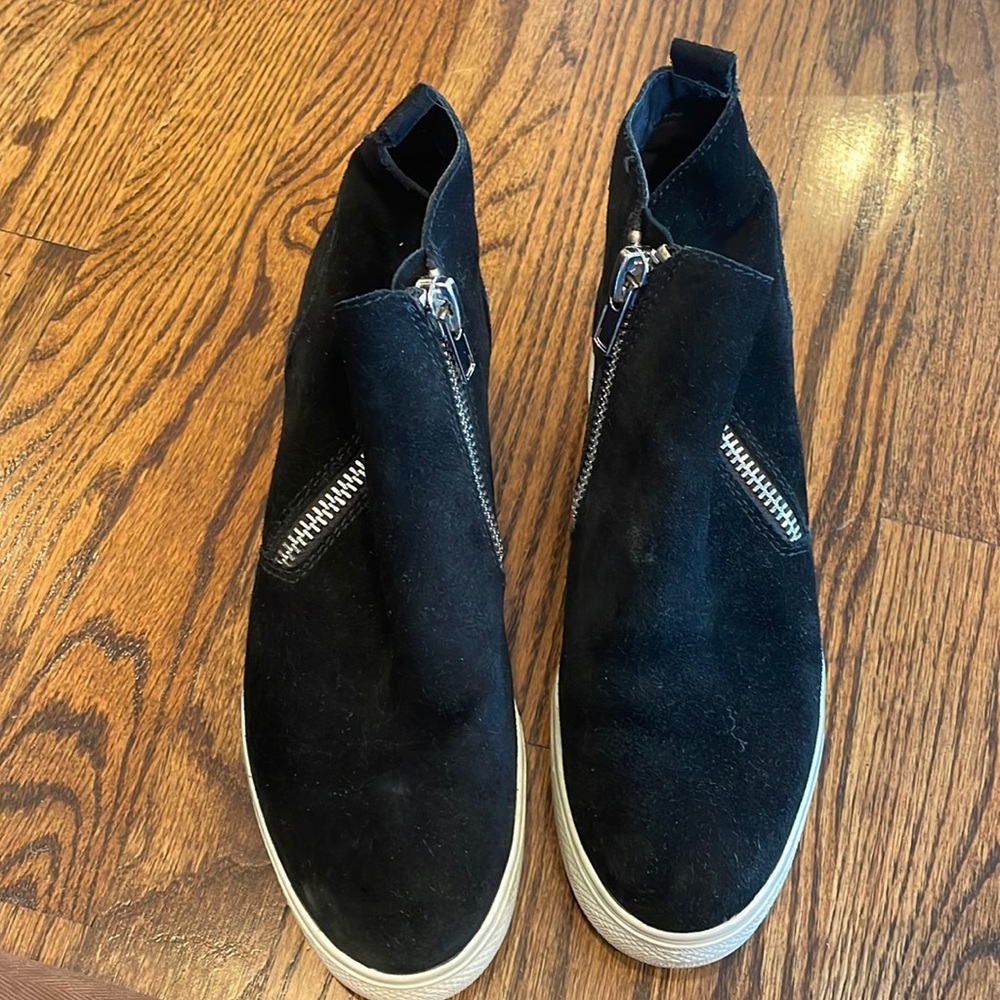 Steve Madden suede sneaker heel with zipper detail